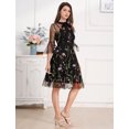 thumbnail image 6 of IDOPIP Women Mesh Floral Embroidery Vintage Dress Illusion 50s Goth Flared A line Cocktail Dress, 6 of 8