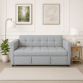 thumbnail image 2 of 2-Seater Convertible Velvet Loveseat Sofa Bed with Pull-Out Sleeper, Adjustable Backrest and Side Pocket for Small Spaces, Apartment, Guest Room, Gray, 2 of 8