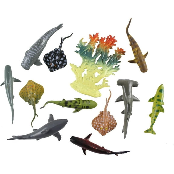 Miniature Sharks and Stingrays Animal Figurines Replicas