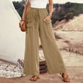 thumbnail image 2 of cFmduc Wide Leg Pants for Women High Wasited Baggy Palazzo Pants Casual Pull On Bell Bottom Smocked Elastic Waist Pants, 2 of 8