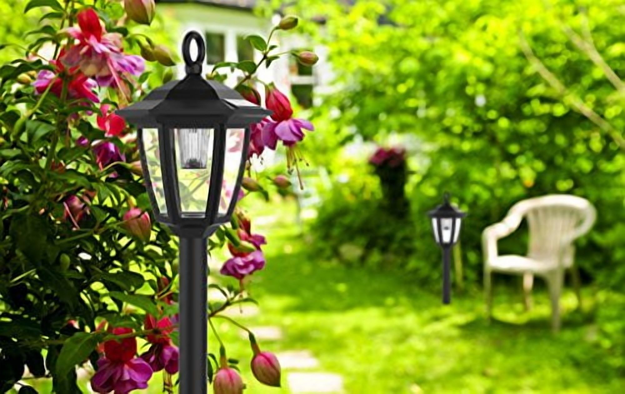 Maggift Upgrade Hanging Solar Lights 37.8 Inch Dual Use Shepherd Hook Lights With 2 Shepherd Hooks Outdoor Solar Coach Lights, 2 Pack
