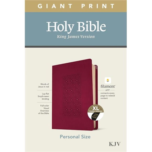KJV Personal Size Giant Print Bible, Cranberry Diamond LeatherLike