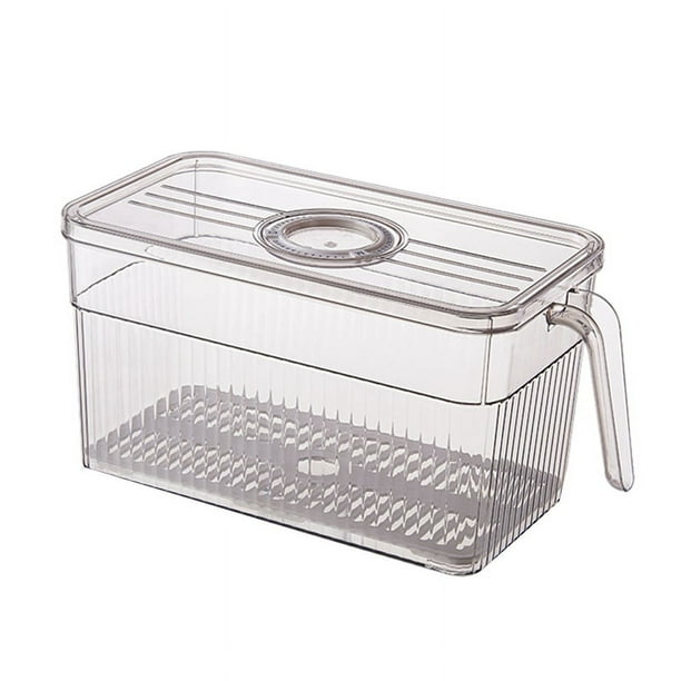 Caja de Almacenamiento para Refrigerador, Cronometraje, Caja Organizadora de Alimentos Frescos con Asa, Material Transparente, Color de Foto