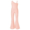 thumbnail image 4 of YIZYIF Girls High Waist Skating Bodysuit Wide Leg Gymnastics Jumpsuit Shiny Rhinestone Ballet Costume Pink 6, 4 of 7