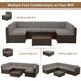 thumbnail image 2 of Danrelax 7-Piece Outdoor Sectional Sofa Patio Conversation Set, PE Rattan Wicker Furniture, Steel Frame, Dark Grey Cushion/ Black Rattan, 2 of 6