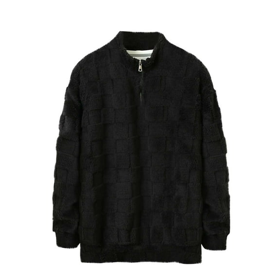 Elvqul Crew Neck Sweatshirts for Men Solid Crewneck Black Mens Sweatshirts Zip