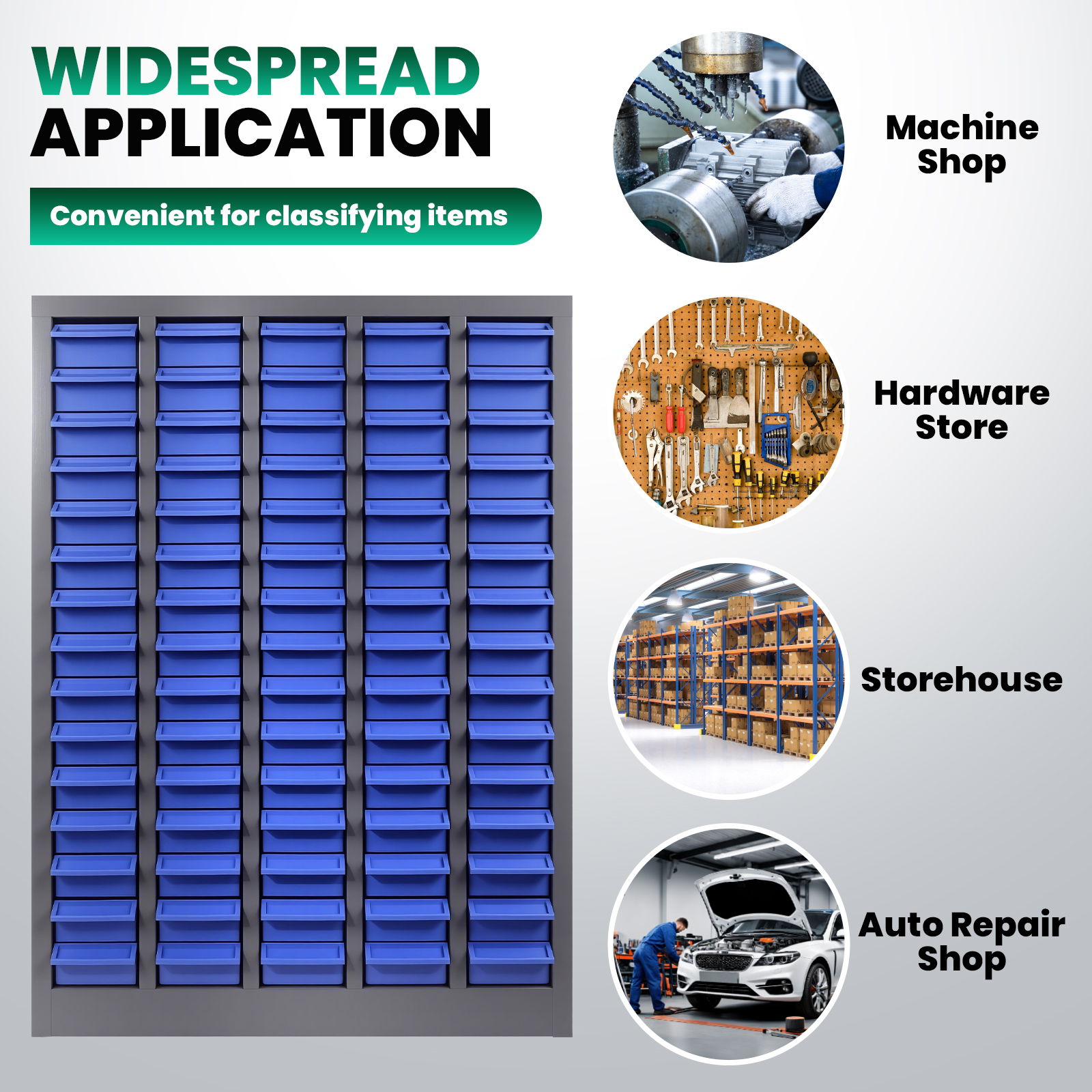 Parts Cabinet, Parts Cabinet, Bolt and Nut Tool Storage Cabinet with 75 Drawers, Heavy-Duty Build, Stackable Design and Clear Drawer Labels for Tool Hardware Storage Garage, Hobby Room