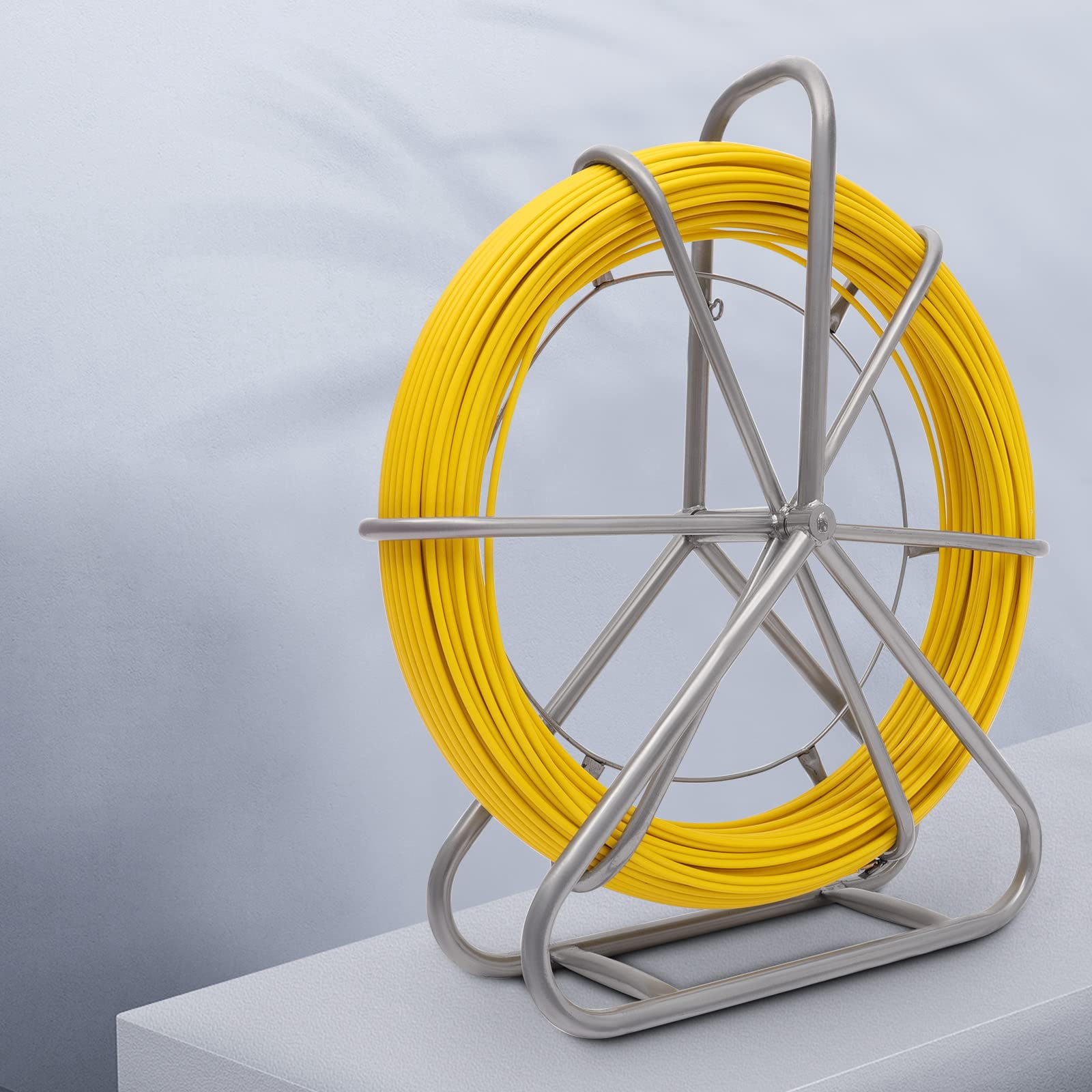 656FT Fiberglass Fish Tape 1/4 inch(6MM), High Strength Flexible Wire Puller, Non-Conductive Electrical Fish Tape for Wall/Conduit Cable Running Installation
