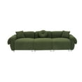 thumbnail image 3 of Teddy Velvet Sofa, Sofa Couch with 3 pillows, Three-Person Sofa, Easy Maintaining and Good Resilience for Living Room and Office, Green, 3 of 6