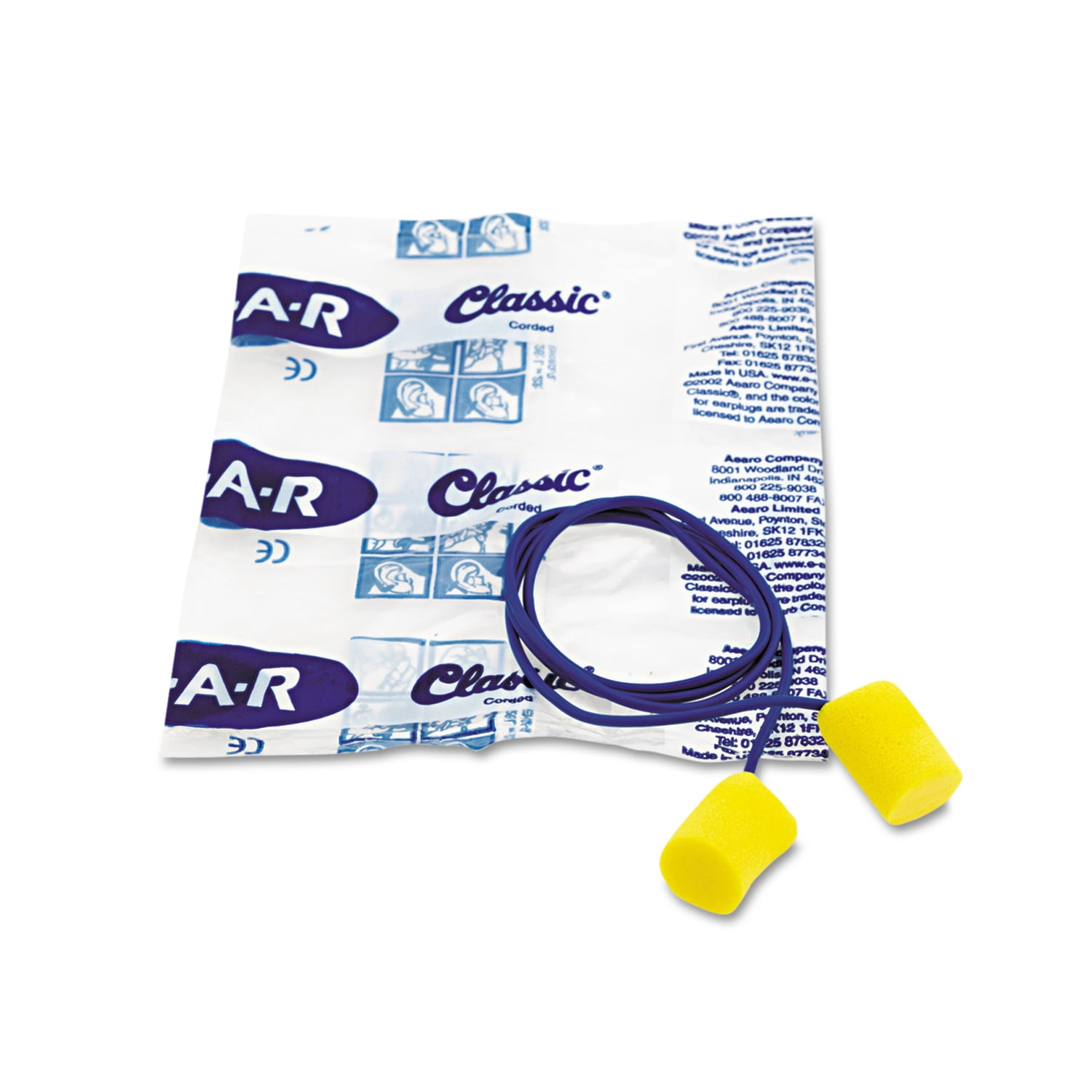 3M E-A-R Classic Corded Earplugs 311-1101, in Poly Bag