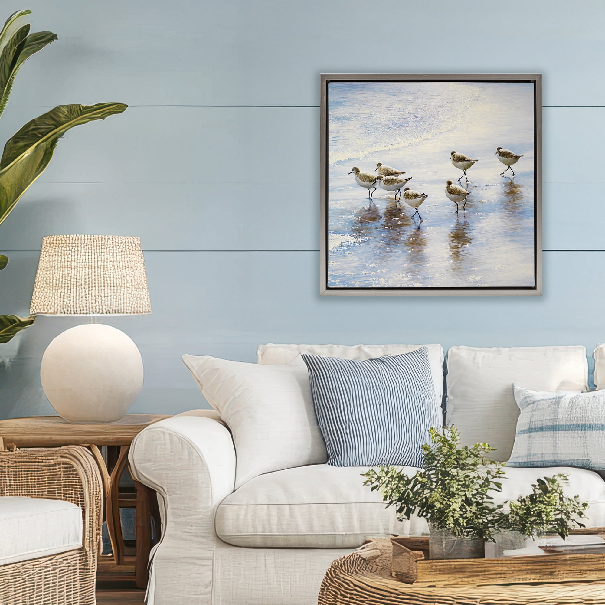 Stupell Industries Sand Dancers on Shore Gray Framed Floater Canvas Wall Art, design by Bruce Nawrocke