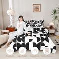 thumbnail image 3 of Manfei Mid-Century Geometric Twin Comforter Sets, Black Semicircle Bedding Set, Black White, Black Reversible 2-Piece, 1 Comforter and 1 Pillowcase, 3 of 6