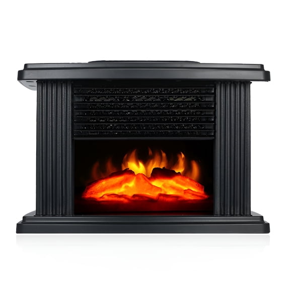 HIBIBUD Fireplace Stove Freestanding Heater with Realistic 3D Flame,Indoor Stove Heater,1000W Portable Small Fireplace Heater with Thermostat