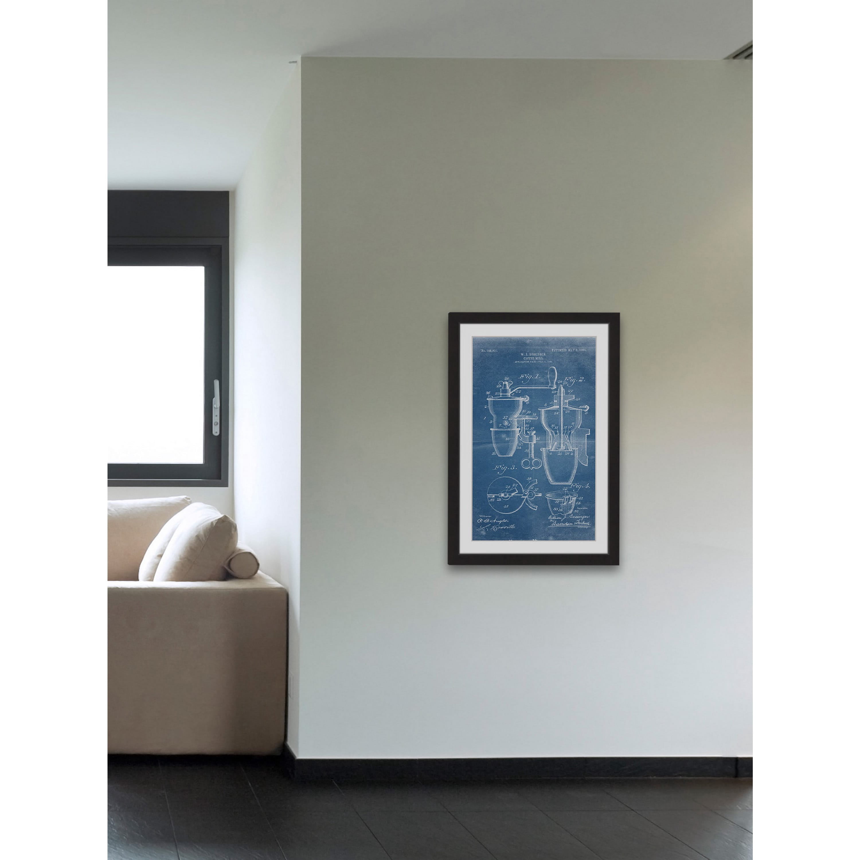 "Coffee Mill 1905 Blueprint" Framed Painting Print