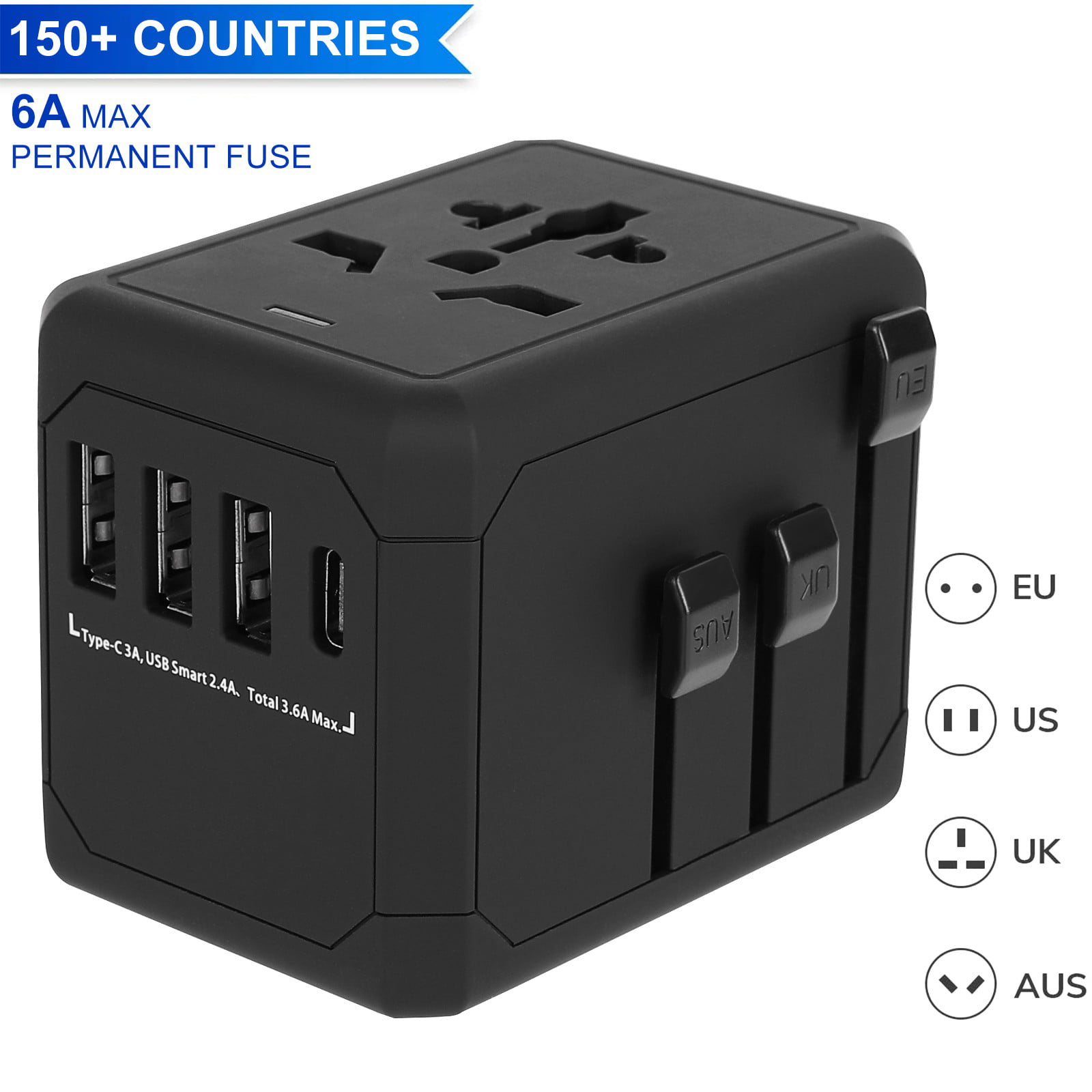 Travel Adapter Universal International All-in-One Worldwide Travel Adaptor Wall Charger AC Power Plug Adapter Charger with Dual USB Port for USA UK EU AUS 