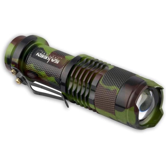 Camo Tactical Mini LED Flashlight single AA battery 300 Lumen Survival Camping Light