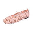 thumbnail image 2 of Miluxas Women's Flower Mesh Ballet Flats Bowknot Square Toe Ballerina Flats Closed Toe Comfortable Casual Work Shoes Pink 6(37), 2 of 8