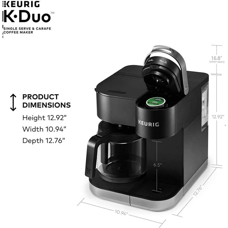  Keurig K-Duo Coffee Maker, Single Serve and 12-Cup Carafe Drip Coffee  Brewer, Compatible with K-Cup Pods and Ground Coffee, Black: Home & Kitchen