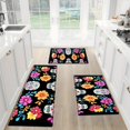 thumbnail image 6 of Mexican Day of the Dead Floral Skull Flannel Mat Set, Non-Slip Washable Kitchen Rug, Absorbent Floor Mat for Bathroom Living Room Doormat Decor, 6 of 15