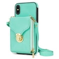 thumbnail image 2 of for iPhone XS Max Case Wallet with Shoulder Strap for Women - Crossbody Lanyard,Zipper Pocket,Credit Card Holder,Shockproof - Metal Buckle Closure Premium PU Leather Case for iPhone XS Max, Mint, 2 of 10