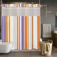 thumbnail image 5 of No Hook Shower Curtains with Snap-in Liner Set, Orange Striped Waterproof Hotel Style Bathroom Shower Curtain, Farmhouse Stripes Modern Abstract Art Breathable Mesh Top Window Bath Curtains 72''x78'', 5 of 9