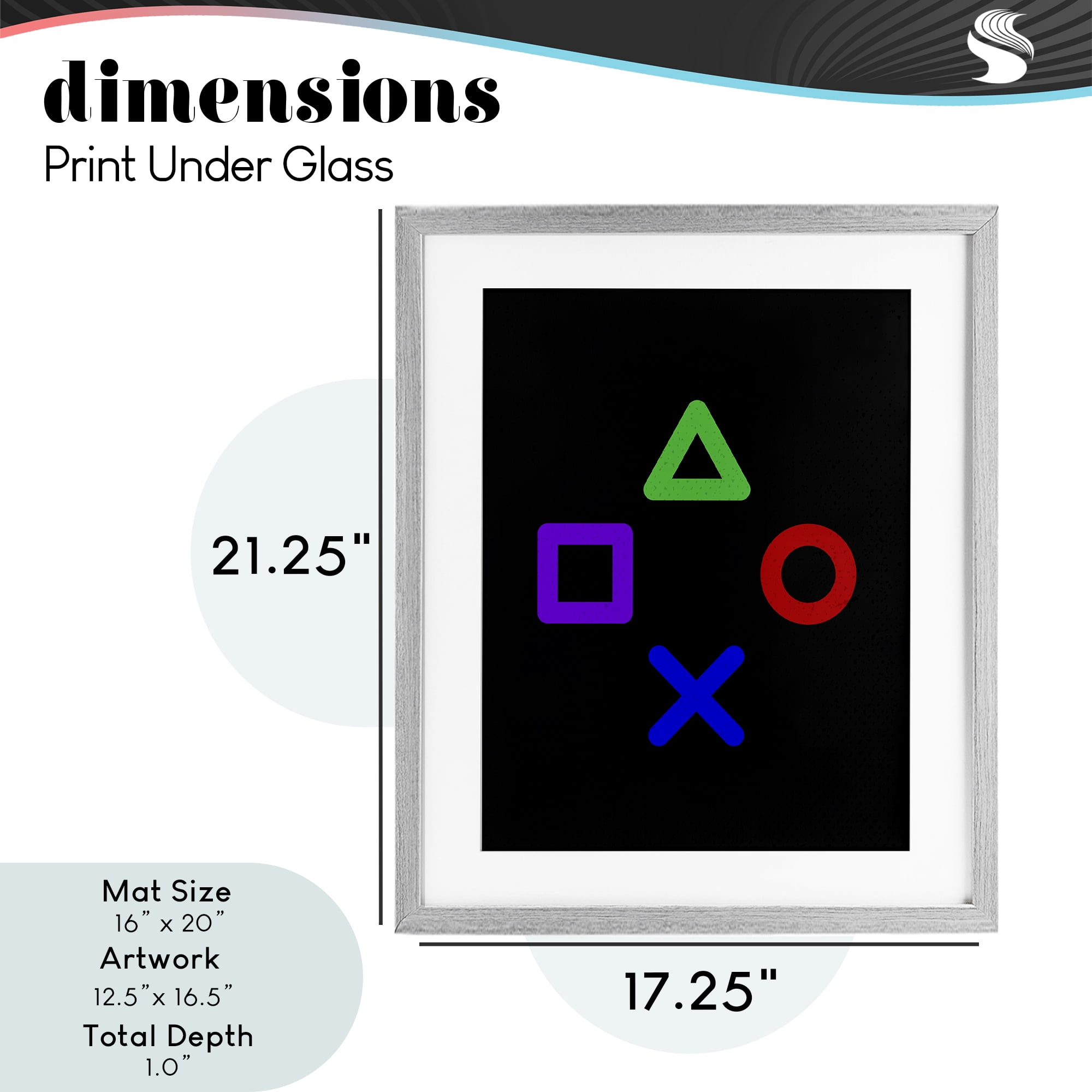 Game Button Shapes Gray Framed Print Under Glass, design by Kim Allen