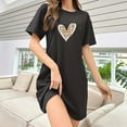 thumbnail image 5 of Tnhcen European Style Milk Silk Double Brushed Heart Print Short Sleeve Sleepwear Dress | Summer Thin Crewneck Pajamas | Plus Size S-XL, 5 of 5