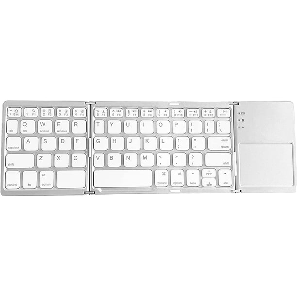 Innotech Teclado Bluetooth Plegable c/Panel Táctil, Inalámbrico, Portátil, Recargable, Tamaño Completo, Ultrafino, de Bolsillo, p/Tableta Android, Windows, iOS, 3 Pliegues
