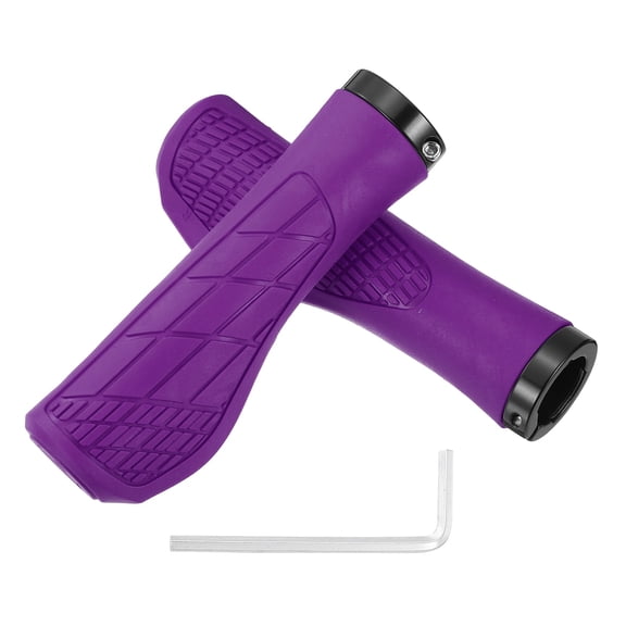 Uxcell Ergonomic Bike Grips, Bicycle Handlebar Grips Bike Handle Bar Wrap with Wrench Non-Slip 5.3Inch & Purple & Diamond-Texture - Fitting for (Mountain Bikes/Road Bicycles/Scooter)