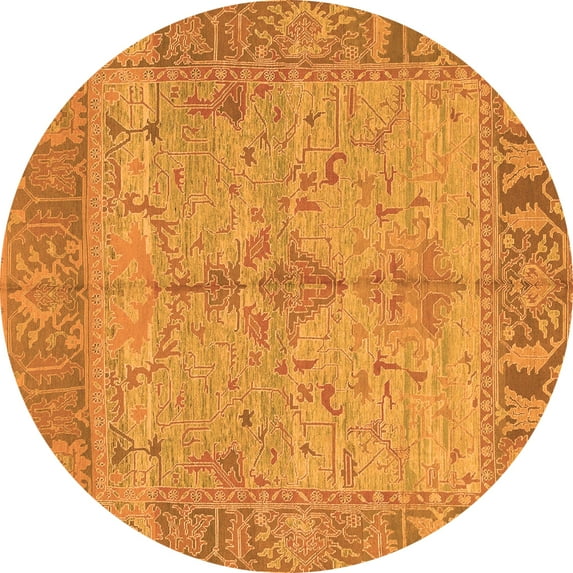 Ahgly Company Indoor Round Oriental Orange Traditional Area Rugs, 4' Round