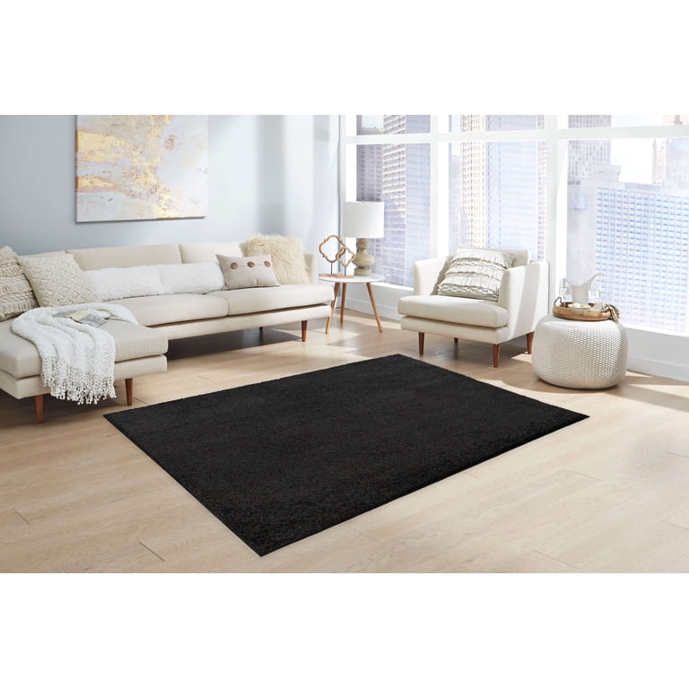 MainstaysTraditional Solid Black Shag Indoor Area Rug, 7'x10