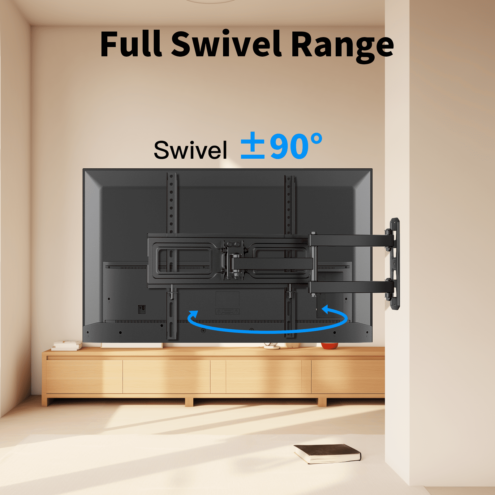 MountFTV Full Motion  Long Arm TV Wall Mount for 26-65 inch TVs,  with 19.17 inch Extension,Holds up to 88 lbs,Corner Articulating TV Mount Bracket,Max 400x400mm