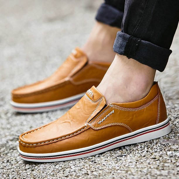 Zapatos de primavera y verano para hombre, zapatos de frijol de gran tamaño, zapatos para hombre, zapatos casuales de negocios británicos marrones, zapatos de cuero