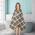 thumbnail image 6 of Brown and White Checkerboard Checkered Pattern Hooded Bath Towel，50"x30" for Ages 3 To 12 Kids, Quick Dry Lightweight Soft Microfiber Hood Beach Towel Cover Up for Kids, 6 of 7