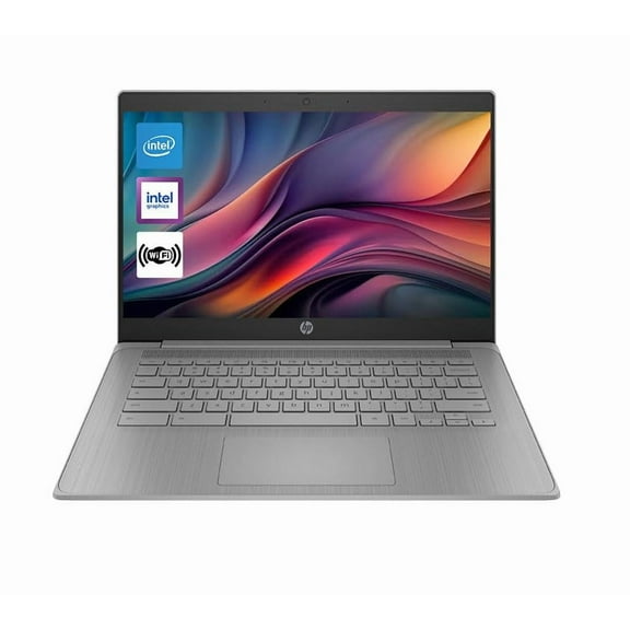HP Essential Chromebook Laptop, 14 Inch HD Display, Intel Celeron N4120, 4GB RAM, 64GB eMMC, WiFi, Bluetooth, Chrome OS, Modern Gray