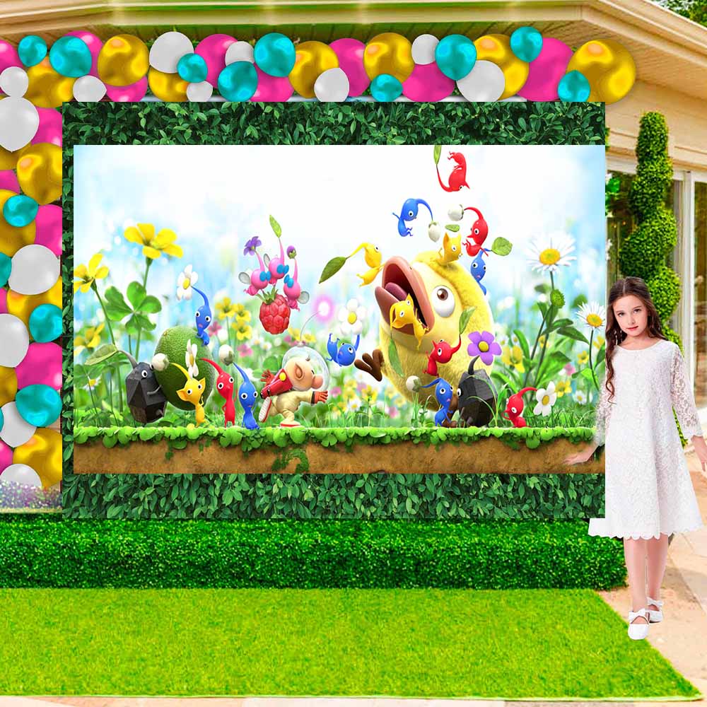 Pikmin Geburtstagsparty-Zubehör Set – 20 Teller + 20 Servietten, Für 20 Gäste, Mottoparty-Deko