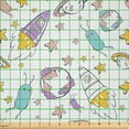 thumbnail image 2 of Ambesonne Space Fabric by the Yard Microfiber, Rockets Stars Aliens Earth, 10 Yards, Pale Blue and Purple Grey, 2 of 2
