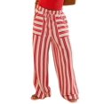 thumbnail image 3 of Women Drawstring Striped Pants Loose Wide Leg Trousers Casual Low Waist Pants Comfy Lounge Pants with Pockets Red S, 3 of 8
