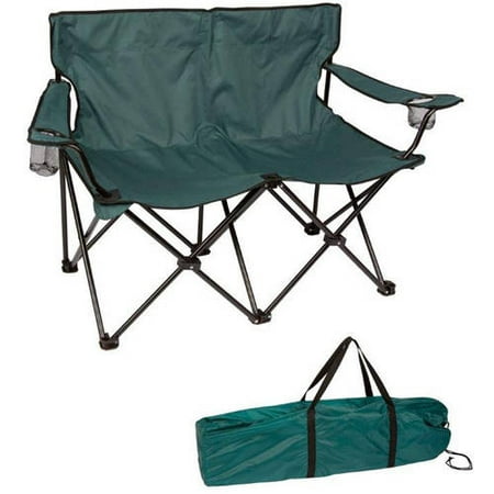 Loveseat Camping Chair Loveseat Style Double Camp Chair with Steel Frame by Trademark Innovations (Dark Green, 31.5