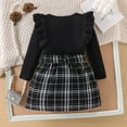 thumbnail image 5 of XAOFW Girls Outfits Long Sleeve O-Neck Ribbed Solid Color Pullover Top Plaid Print Shorts Two Piece Toddler Playwear Soft Cozy Leisure Casual Daily Wear Clothes Sets, 5 of 8