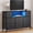 Black-8 Drawers, variant on Fairy LED Dresser for Bedroom with 9 Drawers, Charging Station, PU Fabric Finish TV Stand for Living Room, White