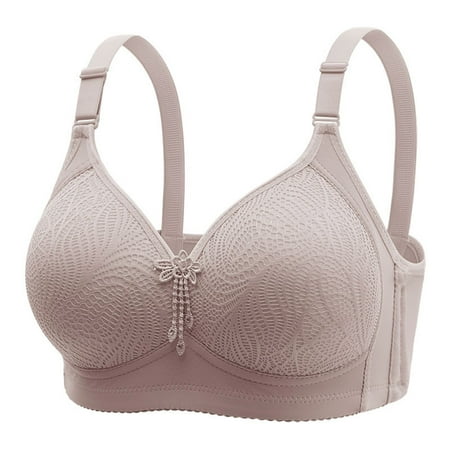 Major Savings: Womens Bras No Underwire  Sujetadores para mujer sin aros  Woman s Solid Color Lace Ventilate Comfort Large Size Bra Without Steel Rim SOPATENOR Gray 44/100