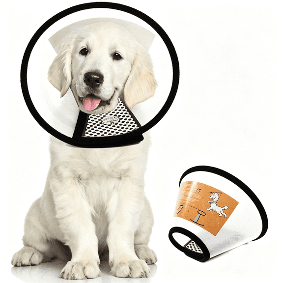 XIRQI Plastic Pet Recovery Collars&Cones for Dogs and Cats After Surgery Adjustable Dog Neck Cone Surgical Elizabeth E-Collar Prevent Biting and Stop Licking Wound (S)