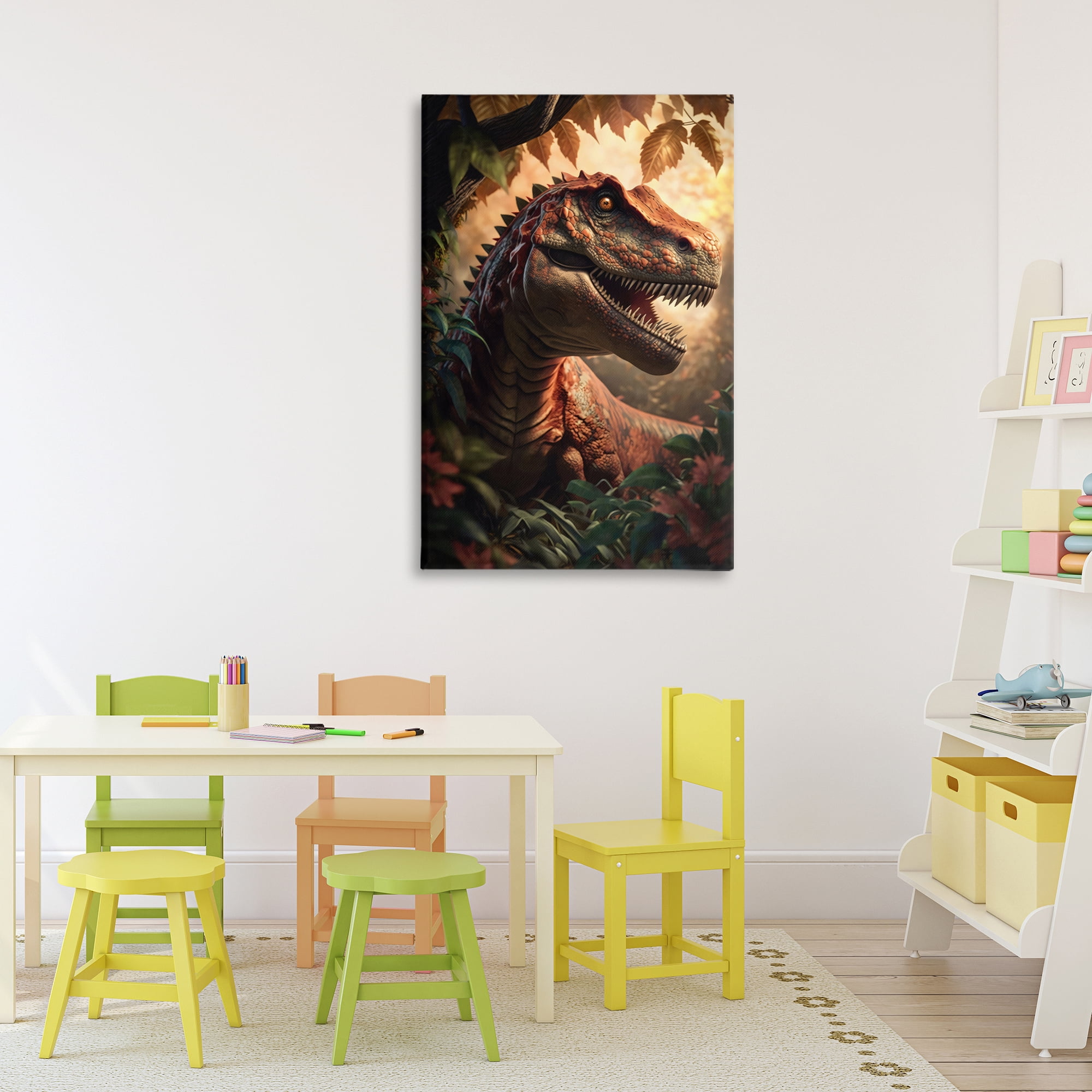 Stupell Industries Jungle Raptor with Ancient Foliage Canvas Wall Art, design by Creative Studio