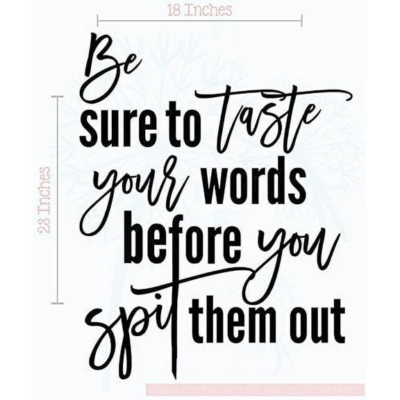 Taste Your Words Before You Spit Them Out Vinyl Letters Decals Wall Stickers Inspirational Quote 18x23-Inch Black