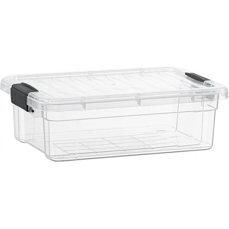 Superio Clear Storage Box with Lid 2.3 Quart Plastic Container Bin for Organizing Stackable Crates BPA Free Non Toxic Odor Free Organizers for Home Office School and Dorm