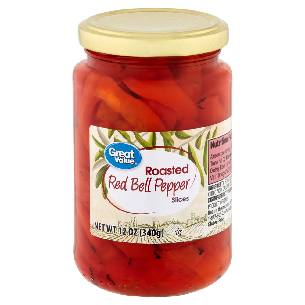 Great Value Roasted Red Bell Pepper Slices, 12 Oz