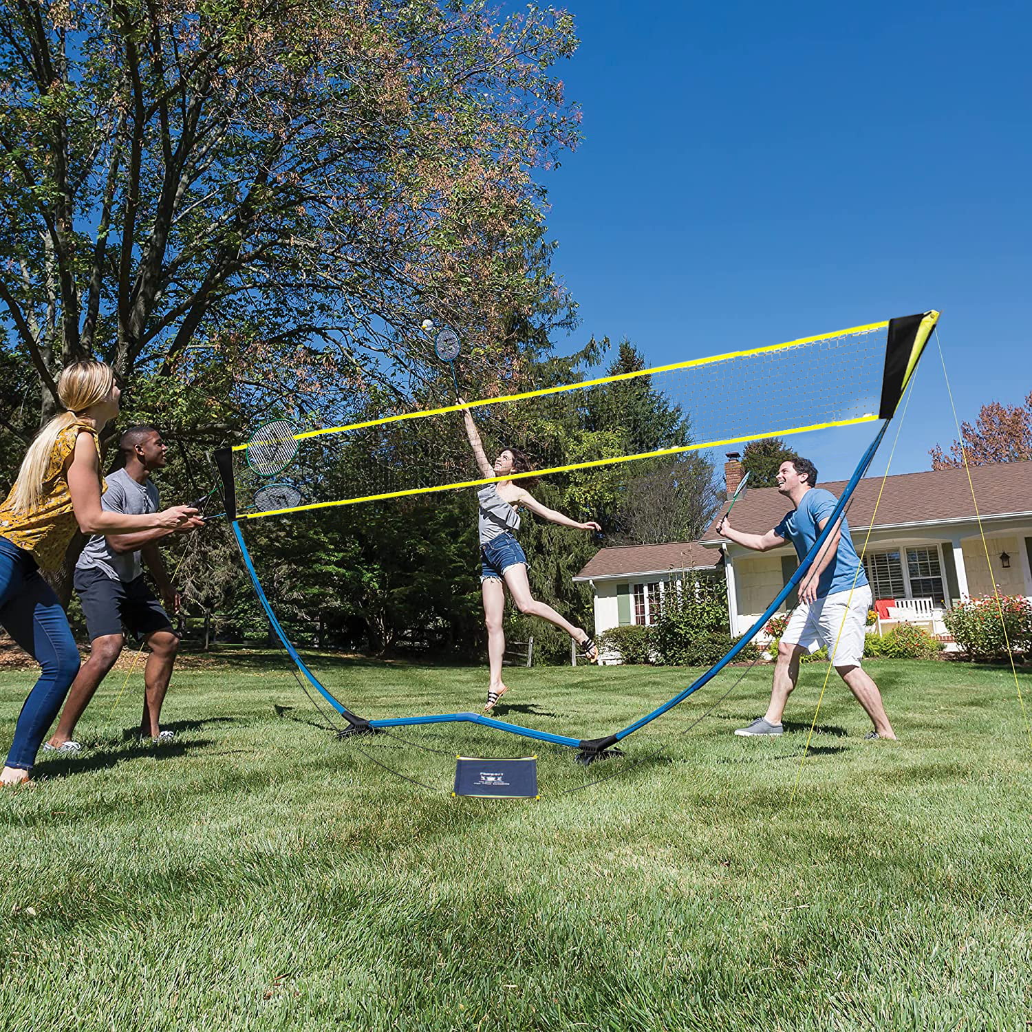 for Outdoor/Indoor Court Backyard JANSION Portable Badminton Net Portable Volleyball Kit Badminton Net Equipment with Freestanding Base 