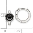 thumbnail image 4 of Sterling Silver E-Coating Black Enamel Smiley Face Hoop Earrings (Width 7.3) (Length 11.75) - Jbsp, 4 of 5