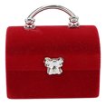 thumbnail image 2 of Caja de joyería pequeña flocado rojo Retro pendiente collar caja de almacenamiento de viaje organizador de pulseras portátil, 2 of 5